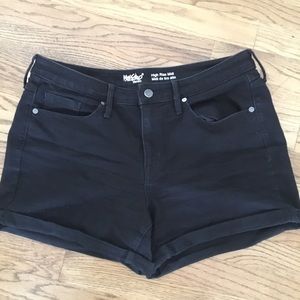 Classic Black High Waisted Stretch Denim Shorts